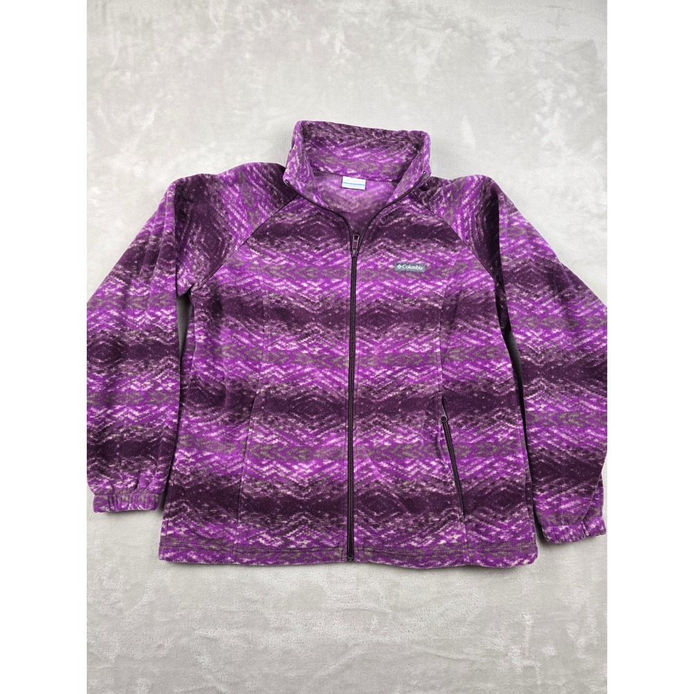 Columbia Purple Patterned Full-Zip Fleece Jacket